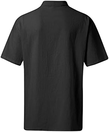 Машки памучни постелнина кошули чипка - маичка со кратки ракави, хипи v вратот јога врвови обични влечења летни врвови блузи