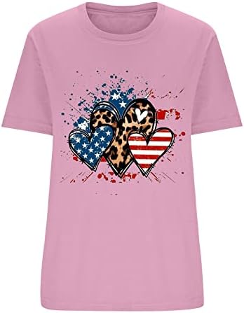 4 -ти јули Топ за жени 2023 година Американско знаме Графички печати Патриотски маички кошули Ден на независност на екипажот Туника