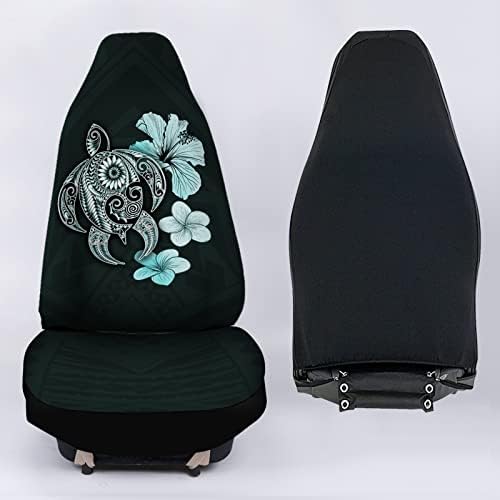 Комплет за покривање на седиштето на автомобилот Bulopur од 2, Цвеќиња со хибискус на морска желка Печати автоматски додатоци за мажи жени,