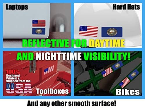 3М рефлексивни Newу Хемпшир и налепници на знамето на САД | Разновидни безбедносни решенија | Тврди капи, лаптопи, велосипеди, кутии со алатки