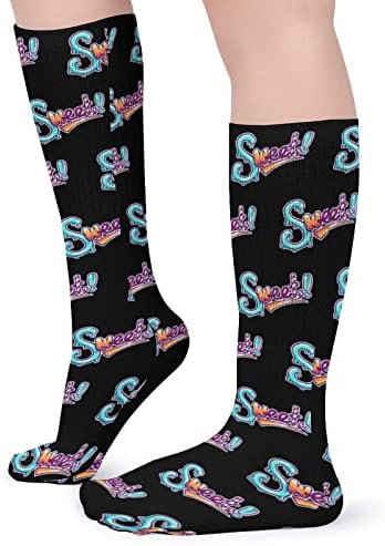 Слатки букви спортски чорапи топли цевки чорапи високи чорапи за жени мажи кои работат обична забава
