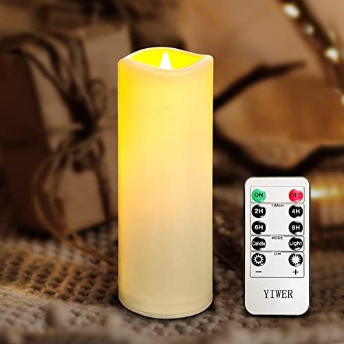 Свеќи Без Пламен ЈИВЕР: 6 Комплет Од 1 Пластични Столбови, ЛЕД Пламен И Далечински Управувач Со 10 Копчиња со Функција За Тајмер