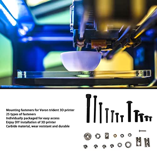 3Д резервни делови за печатач, асортиман со висока цврстина навртки постави индивидуален пакет 25 типови зацементиран карбид издржлив за инсталација