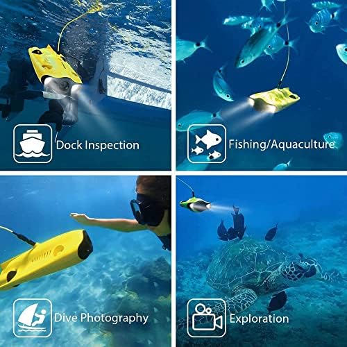 UJIKHSD Подводен дрон - Мал големина 4K Full HD подводен дрон со камера за прегледување во реално време, далечински управувач со апликации и