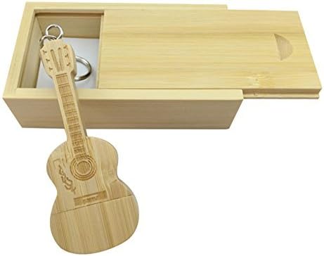 Гитара во форма на јавор од дрво Меморија за меморија USB флеш диск во дрвена кутија