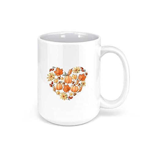 Есенски чаши за кафе | Срце со лисја | 2022 Ноќта на вештерките есен на Денот на благодарноста Декор претставува керамички чаша чај чаша