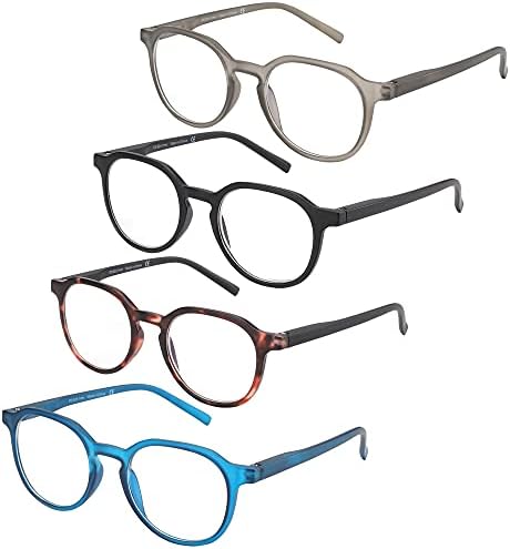 ЗЕНОТИК 4 Пакет Сино Светло Блокирање Тркалезни Очила За Читање Сет Читатели Очила Зголемување 0.0 1.0 1.5 2.0 2.5 3.0 3.5