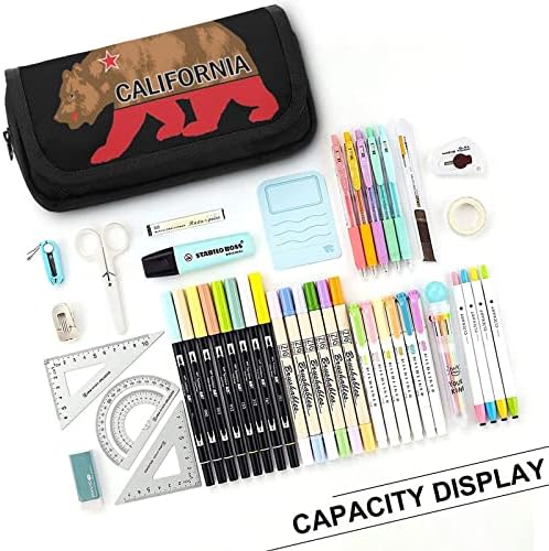 Калифорнија мечка торба со молив со двојно слој Пенки за канцеларија за канцелариски торбички за шминка за шминка кутија за држач за торбичка