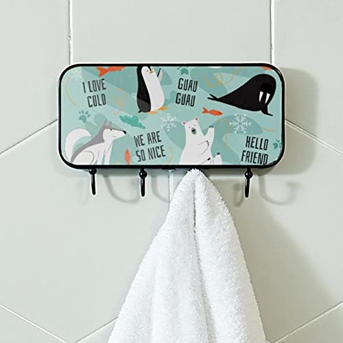 Држач за пешкир за ливчиња, монтиран за пешкир решетката бања декор бањарка облека облечена облека поларна пингвин мечка море лавов