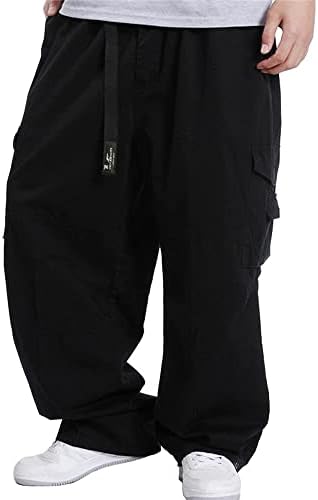 Кингхуа машки карго панталони обични лабави вклопени еластични половини памучни панталони