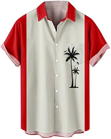 Кошула за плажа за мажи, во боја на јака, спојување на јака, со кратки ракави, блуза за кардиган, кул летен случај на лето