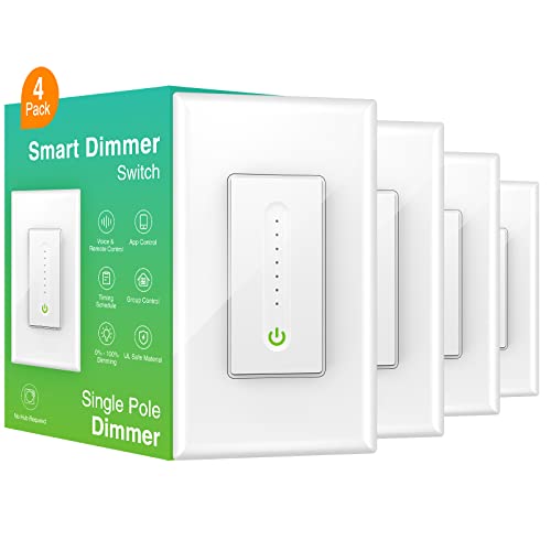 Ghome Smart Smart Dimmer Switch Работете со Alexa Google Home, Неутрална жица Потребна 2,4GHz Wi-Fi прекинувач за затемнување