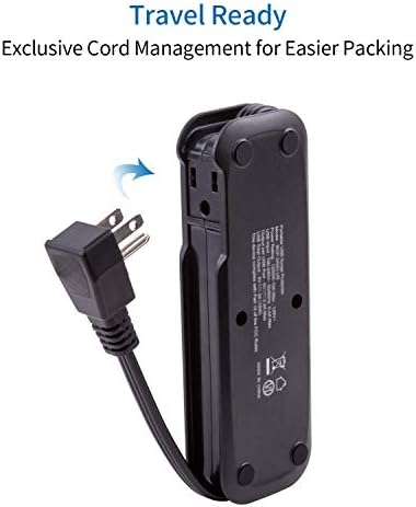 Енергетска лента со USB - NtonPower Travel Power Strip Рамен приклучок, 10ft Дополнителен долг продолжен кабел, 3 места 2 USB станица