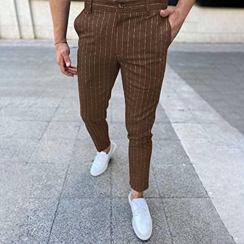 Мажи за секојдневни панталони за фустани, 2022 година модна карирана печатена печатена рамна предна деловна молив со долги панталони
