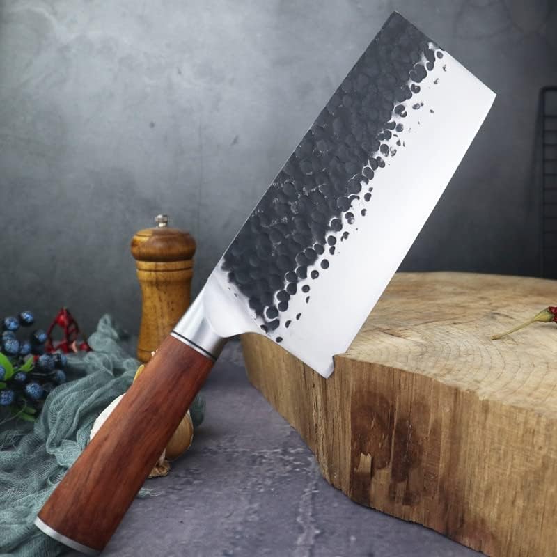 Гумија кујнски нож комплети, 2 парчиња чекан од месо од месо од месо 5CR15 нож од не'рѓосувачки челик, нож за нож за готвење со нож за готвење,