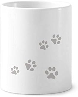 Мачка со животински животински сиво стапало уметнички печати печати за заби, држач за пенкало за керамички штанд -молив чаша
