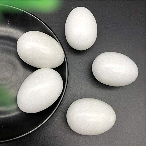 Seewudee AG216 3 парчиња Голем бел мермер камен во форма на јајце во форма на гемстон Кристал заздравување Реики природни камења и минерали