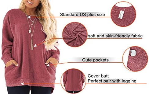 Ауриси плус-големина џемпери за жени во боја блок врвови кошули со џеб