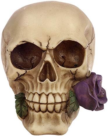 Алатор череп со виолетова роза, висина од 11 см ширина 9,5-10,5 см длабочина 14 см, разнобојно