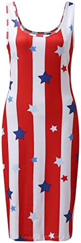 Знаме На САД Секси Фустани За Жени Летен Бодикон Мини Фустан 4 јули Ками Фустан За Коктел Со Врат Без Ракави
