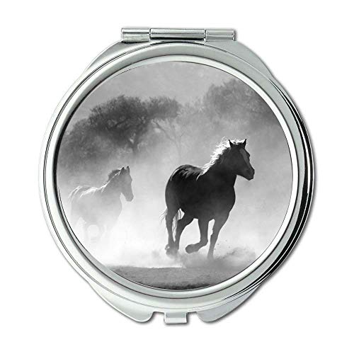 Огледало, Компактно Огледало, животни црно-бел коњ,џебно огледало, преносливо огледало