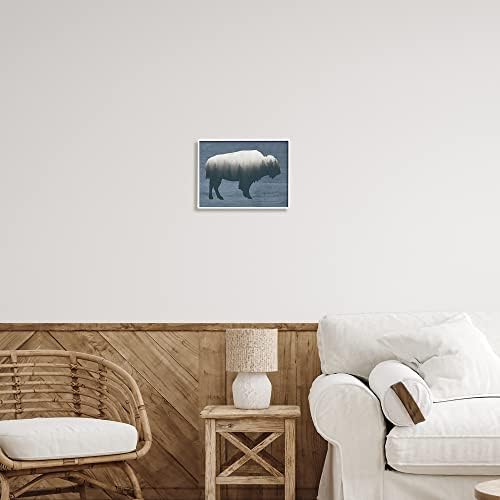 Sulpell Industries Rustic Bison Shape Siluette Shouse Trees Moder Dramed Wall Art, Дизајн со буква и наредена