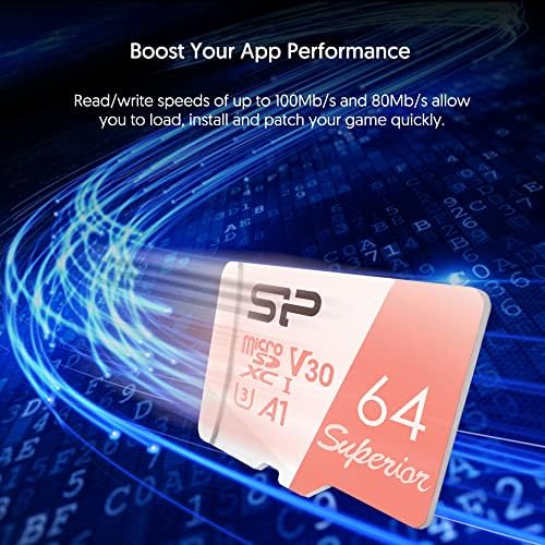 Силиконска Моќност 64GB 2-Пакет Микро SDXC UHS-I, V30 4K A1, Микросд Картичка Со Голема Брзина За Nintendo-Прекинувач Со Адаптер