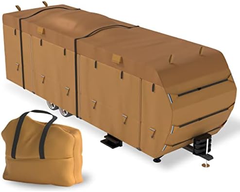 Latch.it RV & Trailer Covers | 18'-20 'RV ги покрива | Кампер покритие | Обвивки за приколка со RV w/торба за складирање, капаци