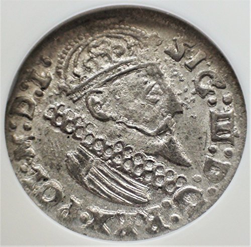 1624 П Л Полска Краков Антички сребрен полски Автентицирана Монета 3 Грошен АУ58 НГЦ