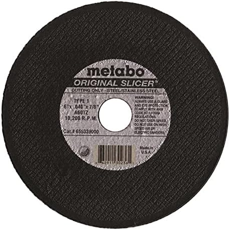 Метабо - Апликација: челик/не'рѓосувачки челик - 4 1/2 x .040 x 7/8 - оригинален лизгач на A60TZ, тркала од типот 1 Слицер