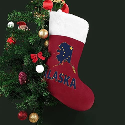 Знаме на мапата Алјаска, Божиќно порибување Божиќни чорапи, торбичка куќа семејство Божиќ декор