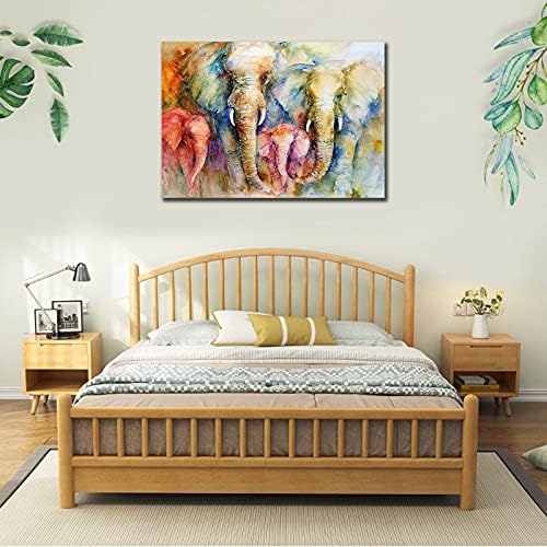 Декор на wallидови од слонови, слон платно wallидна уметност, шарена слика за склопки на слонови, сликарство на слонови украси за домашен wallид,