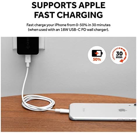 Griffin Mfi Полнење/Синхронизација Кабел Apple Молња НА USB-C Компатибилен СО на пр. iPhone 11/11 Pro / SE / 12 Mini / 12/12 Pro / 12 Pro Max