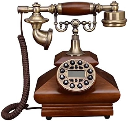 Lepsjgc Антички ретро Телефонски цврсто декорација на дрво, копче за копче со лична карта, лична карта, повикување на рацете на рацете