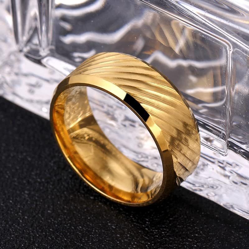 Колезо 8мм златна боја прстен во вода бран за маж и жени-74919