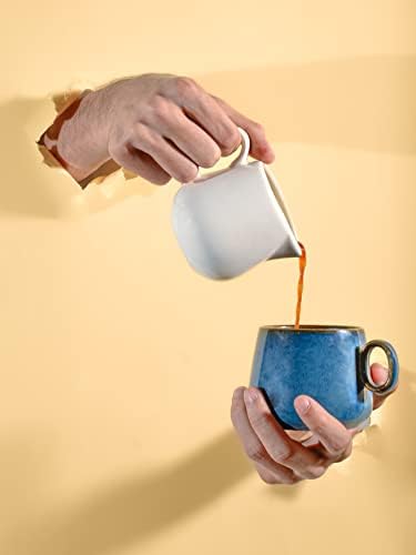 Керамичка чаша за кафе, чаша чај за канцеларија и дома, 8 мл, кригла за кафе за супа од чај од чај од лате како пријателски подароци,