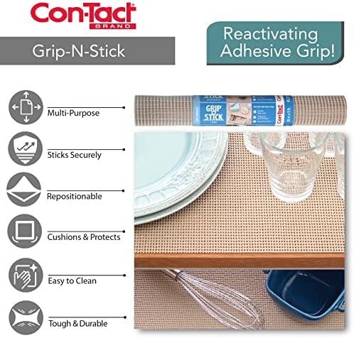 Con-Tact Brand Grip-N-Stick Трајни самолепливи самолепливи полица и фиоки за фиоки, 18 x 4 ', црно