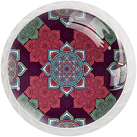 Копчиња за фиоки Tbouobt 12, стаклени копчиња за стакло кабинети, Етнички мандала цветен гроздобер стил