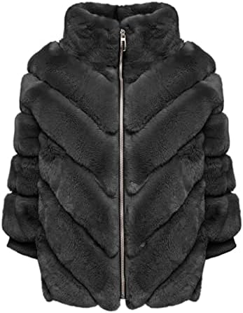 Ватирани јакни за жени мода, јака јака по поштенска лабава вклопена палто 3/4 ракав цврсто крзно крзно топла зимска надворешна облека