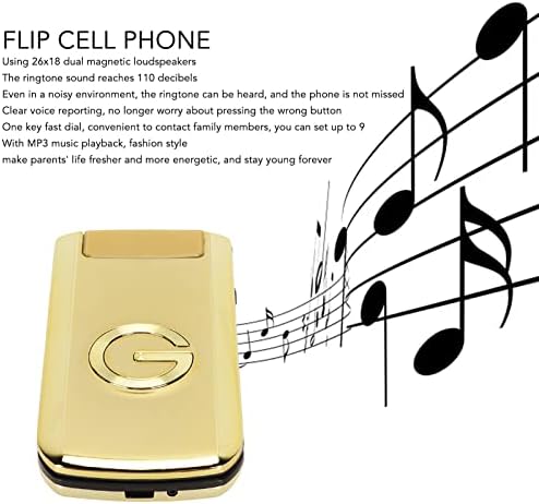 Asixxsix Senior Flip Phone, Big Button Отклучен сениорски мобилен телефон со екранот од 2,4 инчи, батерија 4800mAh, репродукција на MP3 музика,