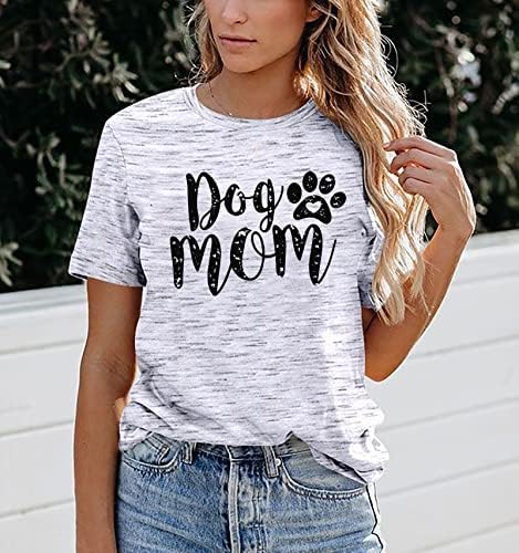 Куче мама маици за жени смешно куче шепа графички принт краток ракав o врат мајка кошула