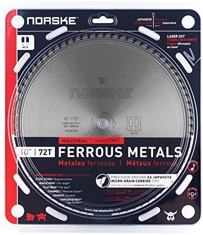 Norske Tools NCSBI558 10 инчи 72T Ferrous Metal Cutting Saw Saw Industrial Quality изработен од јапонски челик 5/8