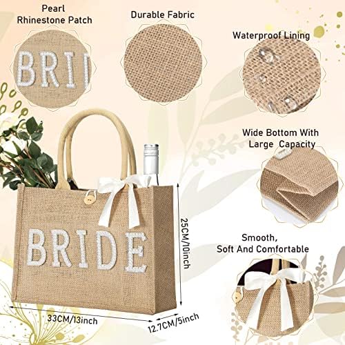 Свадба од свадбена невеста торба природна торба со невеста со невестата со лента за невестата со рачки за ангажман, меден месец, невестински