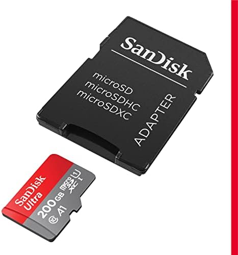 SanDisk 200gb Ултра microSDXC UHS-I Мемориска Картичка Со Адаптер - 120mb/s, C10, U1, Full HD, A1, Микро SD Картичка-SDSQUA4-200G-GN6MA, Црна