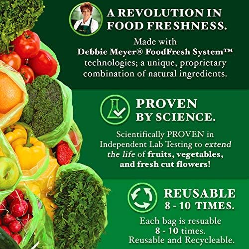 Деби Мејер Гринбагс 20-Пакет-Чува Овошје, Зеленчук И Исечено Цвеќе, Свежо Подолго, Еднократно, Без БПА, Произведено Во САД