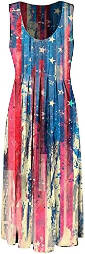4 јули Летен Фустан За Жени Обичен Боемски Фустан Знаме На САД Лажичка Без Ракави Течни Мини Сарафани На Плажа
