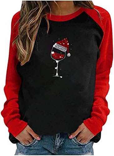Narhbrg hirthенски среќни Божиќни кошули, жени бејзбол со долги ракави за крпење маички за џемпери графички слатки маички врвови на врвови