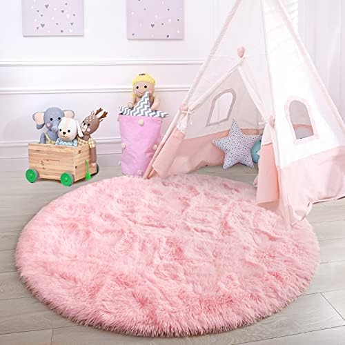 Junovo тркалезни меки меки килими за деца девојчиња соба и ултра мек шестоаголник за расадник детска соба бебешка соба дома