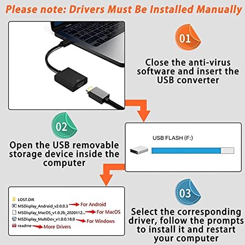 USB До HDMI Адаптер ЗА Повеќе Монитори 1080p Компатибилен Со WINDOWS XP/7/8/10 (Црно)