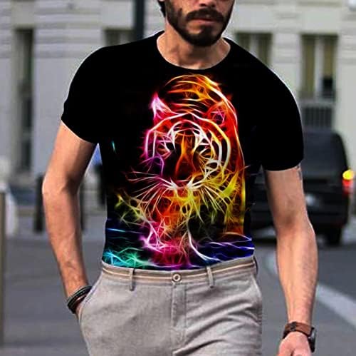 Мажи графичка маица хипстер хип хоп тигар печатени основни маички кошули лето кратки ракави екипаж вратот кул образец обични врвови